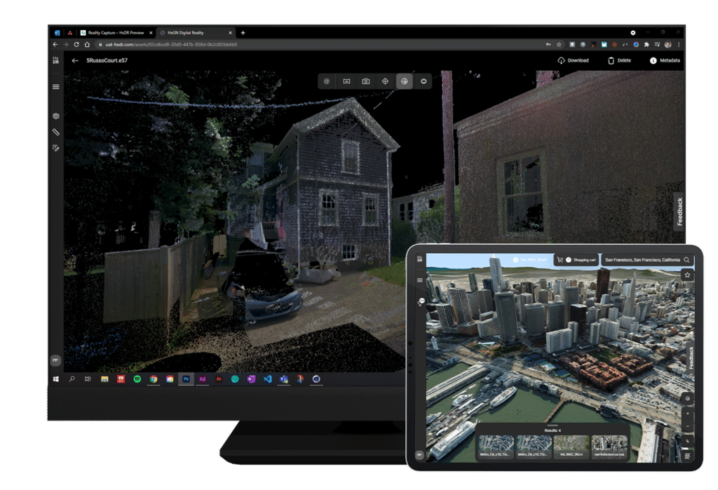Tablet and monitor HxDR Reliable Cloud Storage graphic