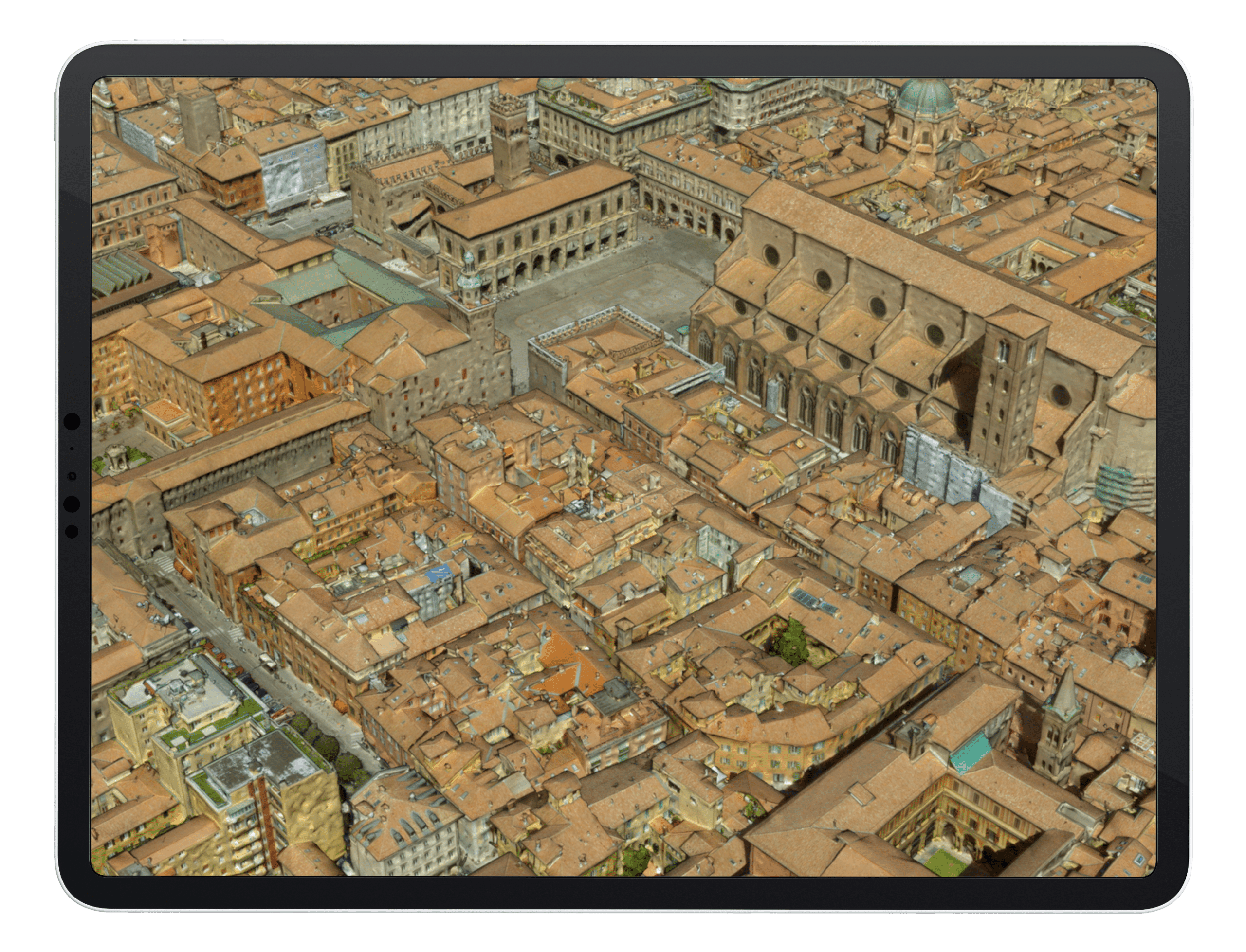 ipad with Italian city graphic