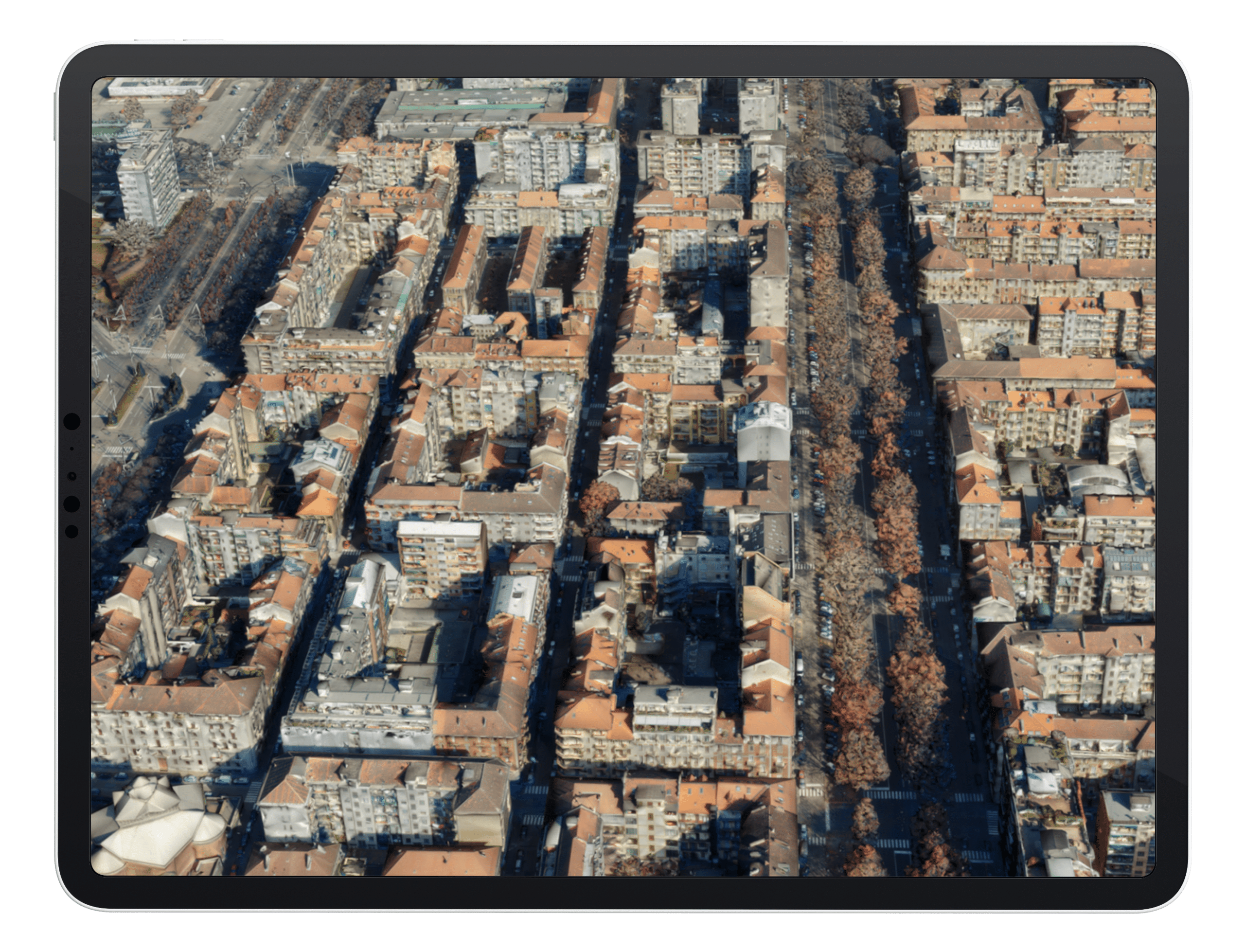 Ipad with city graphic