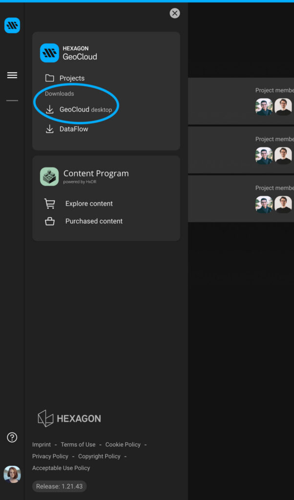 Closeup of where to download the desktop app within the UI.