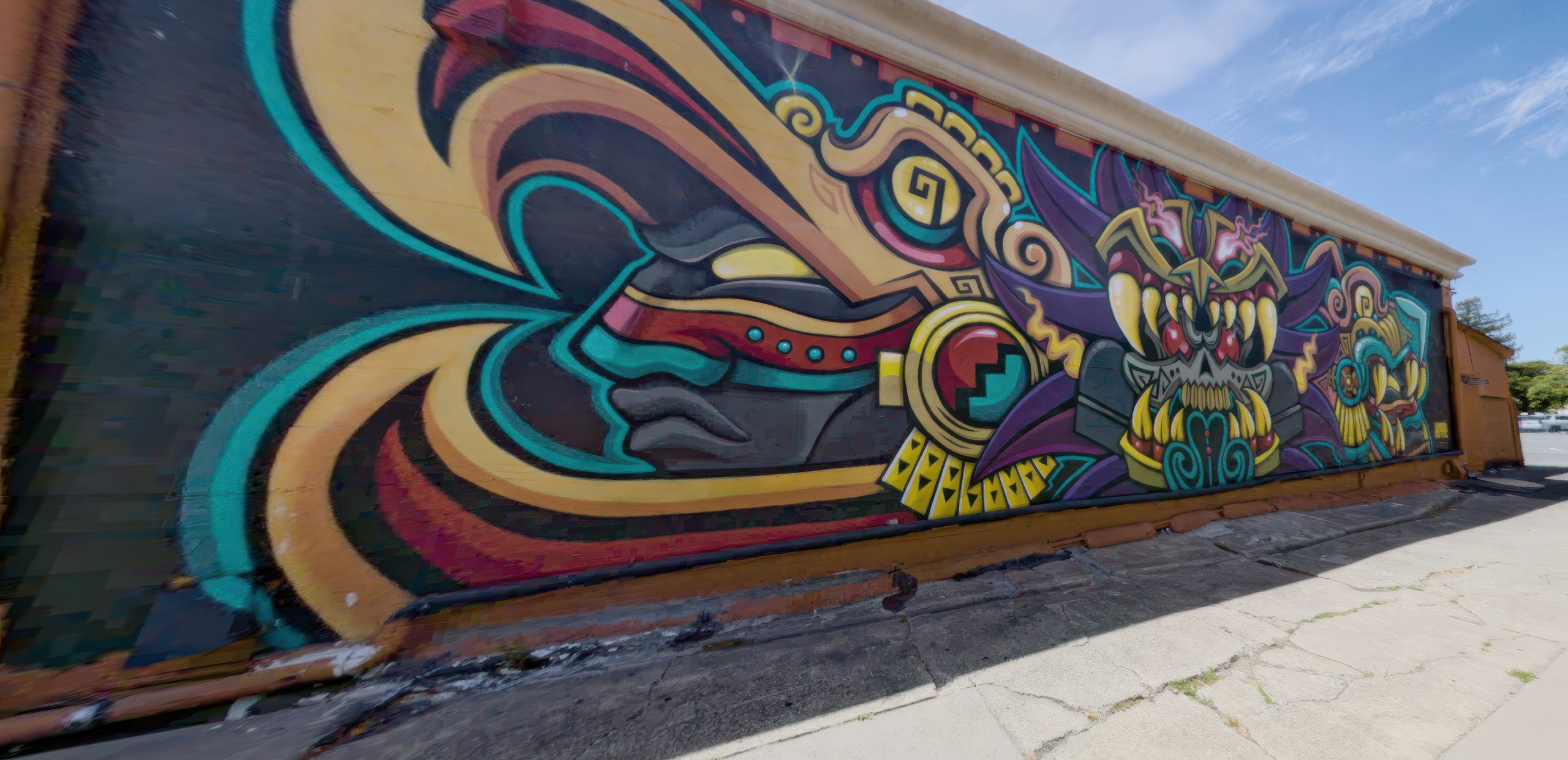 Now, with GeoCloud AI image enhancement: a vivid, accurate-to-life scan of a wide street mural, with rich colour and clarity restored.
