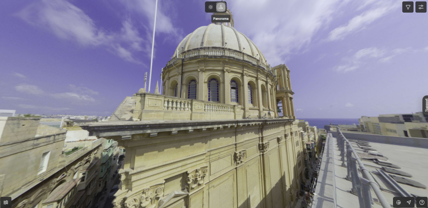Hexagon GeoCloud panoramic view of the Manoel Theatre dome in Valletta, Malta, captured by Reality Capture - Survey Solutions